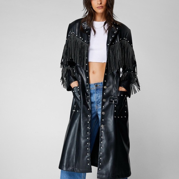 Nasty Gal Jackets & Blazers - Black Studded Fringe Women's Jacket